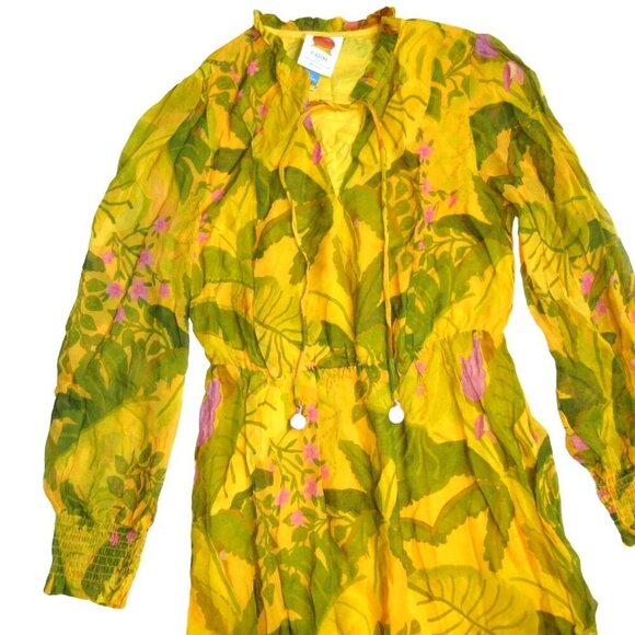 NWT Anthropologie x FARM Rio Printed Maxi in Yellow Floral Chiffon Dress S $230 - Picture 3 of 8